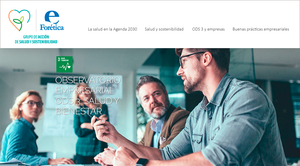 Diseño y programación de la página web del Grupo de Acción de Salud y Sostenibilidad. Observatorio Empresarial ODS 3: Salud y Bienestar.