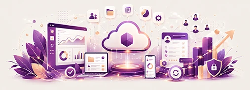 Ilustración menú herramientas en la nube para empresas.