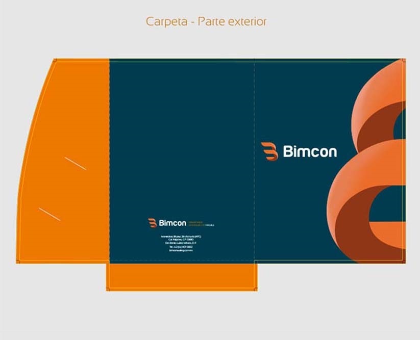 Imagen corporativa Bimcon, papelería corporativa, carpeta 1. Imagen corporativa Bimcon, papelería corporativa, carpeta 1.