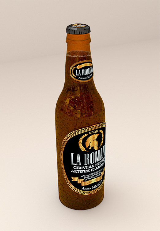 imagen corporativa marca-cerveza La Romana botella perspectiva-lateral imagen corporativa marca-cerveza La Romana botella perspectiva-lateral