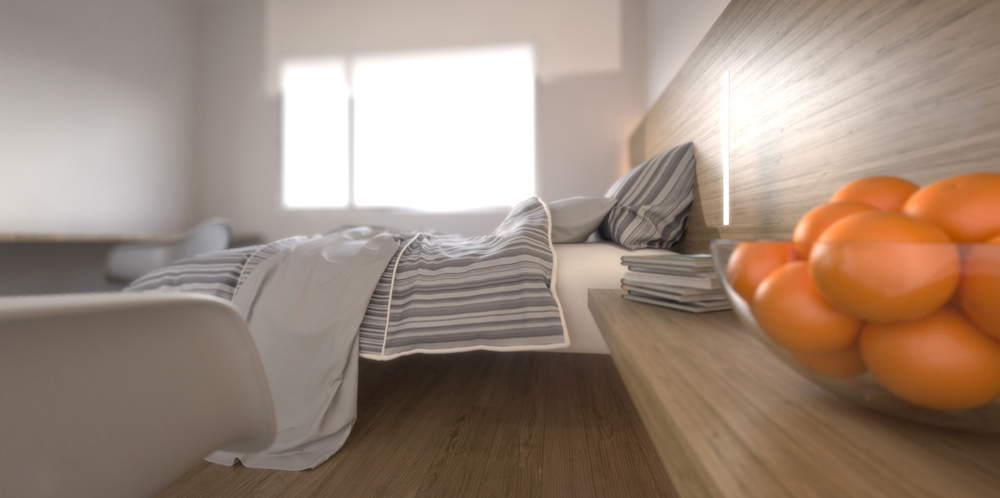 Infografía diseño interior habitación centro de mayores, 2.