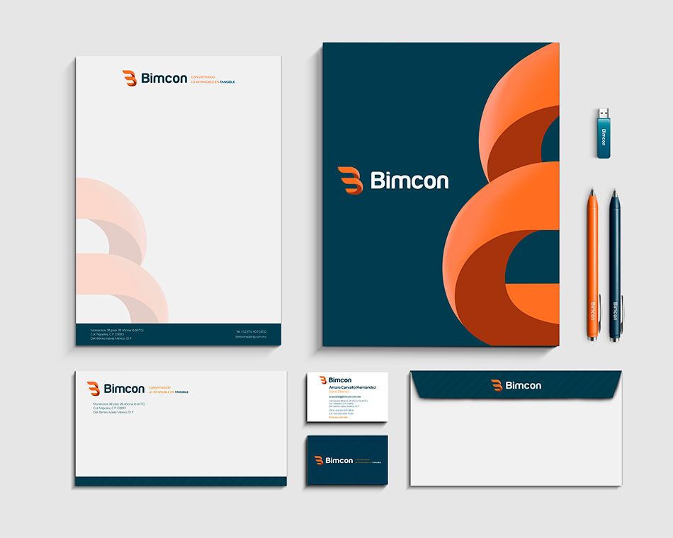 Diseño de papelería corporativa Bimcon. Diseño de papelería corporativa Bimcon.