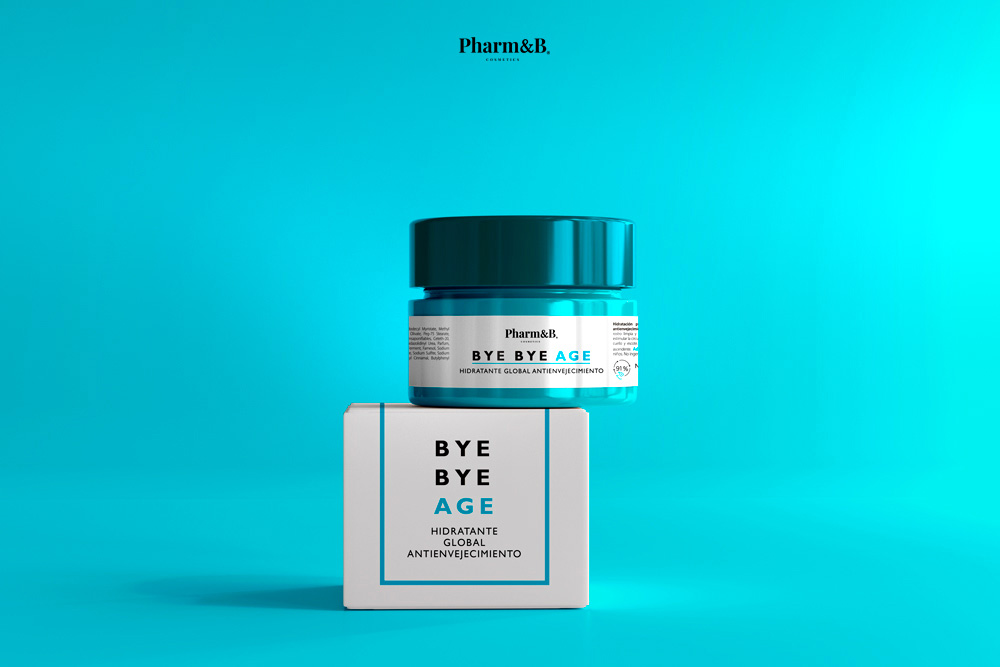 Diseño de packaging realizado para la marca de cosmética Pharm&B, caja y tarro crema.