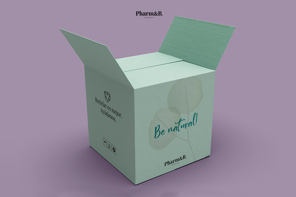 Diseño de packaging realizado para la marca de cosmética Pharm&B, caja. Diseño de packaging realizado para la marca de cosmética Pharm&B, caja.