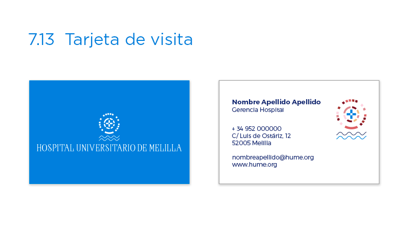 Diseño tarjeta de visita Hospital Universitario de Melilla. Diseño tarjeta de visita Hospital Universitario de Melilla.